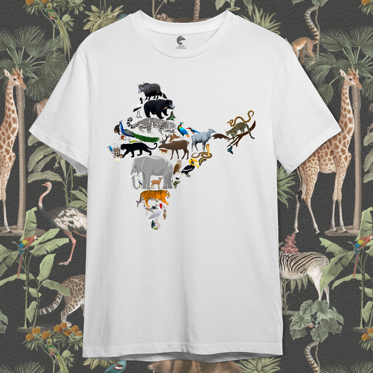 Indian Wildlife Graphic Front Printed T-Shirt