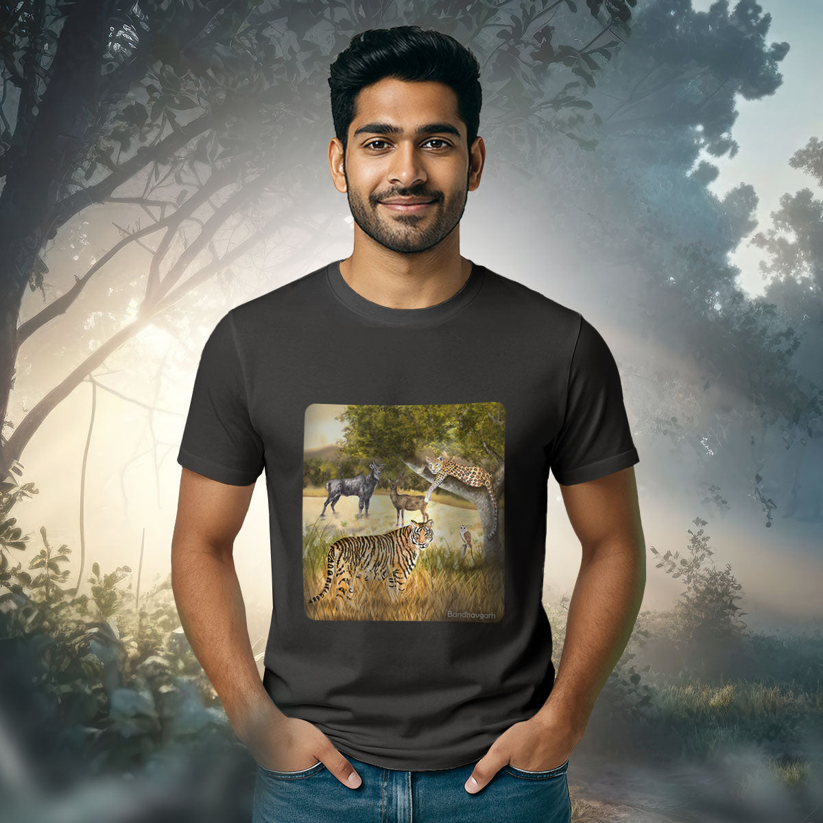 Bandhavgarh Explorer: National Park-Inspired Print T-Shirt – Nature's Majestic Emblem!